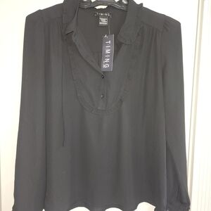 Timing Women's Classic Black Long Sleeve Blouse